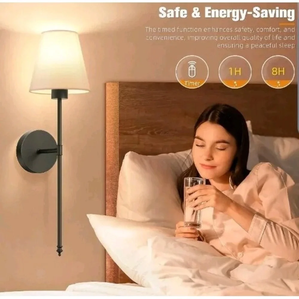 Battery Operated Wall Light Sconce Black